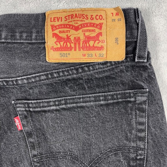 Levi's 501 Original Fit Jeans Men 33(32)x32(30) Black Straight Leg Button Fly - Picture 12 of 13